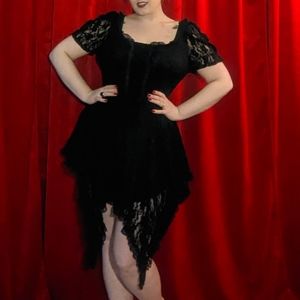 !!SOLD!! Spin Doctor lace handkerchief hem laceup front dress - XL